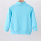 Blue character embroidery zip pullover