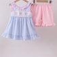 Blue Crab Embroidered Seersucker Ruffle Shorts Set