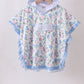 Blue floral blessed embroidery ruffle cover up