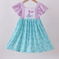 Purple mermaid embroidery ruffle dress
