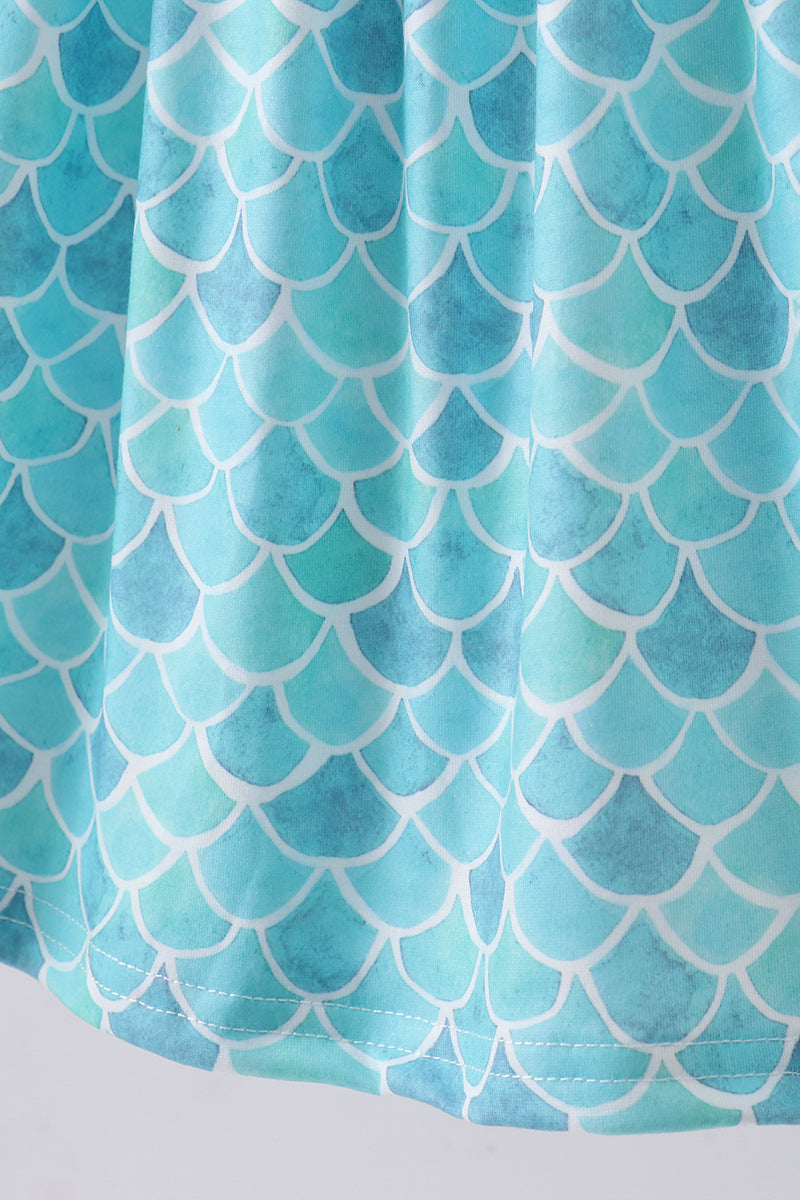 Purple mermaid embroidery ruffle dress