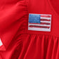 Red flag sequin tiered ruffle dress