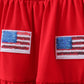 Red flag sequin tiered ruffle dress