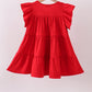Red flag sequin tiered ruffle dress