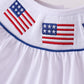 White flag smocked ruffle gingham bloomer set
