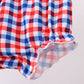 White flag smocked ruffle gingham bloomer set