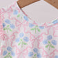 Pink hydrangea bow print ruffle bloomer set