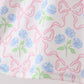Pink hydrangea bow print ruffle bloomer set