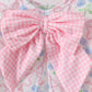 Pink hydrangea bow print ruffle bloomer set