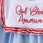 Blue god bless America flag french knot ruffle dress
