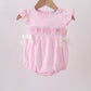 Pink bow smocked ruffle bubble
