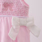 Pink bow smocked ruffle bubble
