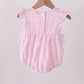 Pink bow smocked ruffle bubble