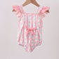Blush floral print ruffle bow swimsuit