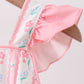 Blush floral print ruffle bow swimsuit