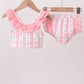 Blush floral print ruffle 2pc swimsuit