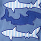 Blue shark applique stripe 2pc swimsuit