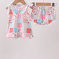 Pink floral patchwork scalloped bloomer set