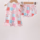 Pink floral patchwork scalloped bloomer set