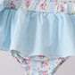 Blue floral ruffle 2pc swimsuit