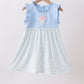 Blue character applique ruffle dress