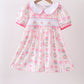 Pink birthday cake smocked dress