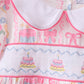 Pink birthday cake smocked dress