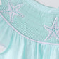 Blue starfish smocked jacquard ruffle bloomer set