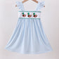 Blue stripe duck french knot ruffle dress