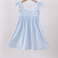 Blue stripe duck french knot ruffle dress