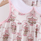 Pink carousel print ruffle shorts set
