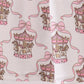 Pink carousel print ruffle shorts set