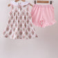 Pink carousel print ruffle shorts set