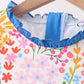 Summer floral print ruffle 2pc swimsuit