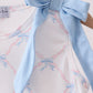 Blue bow ribbon print dress