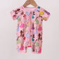 Pink character bamboo romper