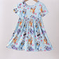 Blue character floral bamboo dress