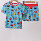 Blue character bamboo pajama set