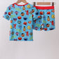Blue character bamboo pajama set