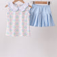 Blue Hydrangea Bow Skorts Set