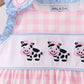 Pink Cow Plaid Embroidered Bubble