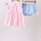 Pink Cow Plaid Embroidered Bloomer Set