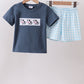 Blue Cow Plaid Embroidered Set
