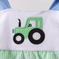 Green Tractor Applique Seersucker Bubble