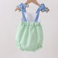 Green Tractor Applique Seersucker Bubble