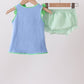 Blue Tractor Applique Seersucker Bloomer Set