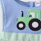 Blue Tractor Applique Seersucker Bubble