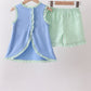 Blue Tractor Applique Seersucker Set