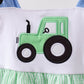 Blue Tractor Applique Seersucker Dress