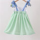 Blue Tractor Applique Seersucker Dress